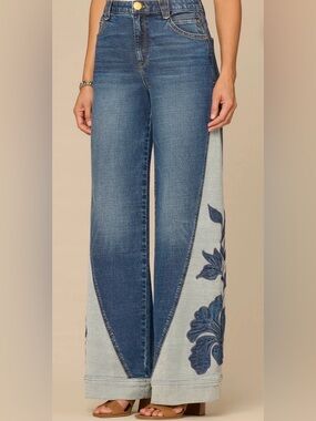 ✨ Democracy “Absolution” Wide Leg Jeans | Size 16 | NWT | Embroidered Panel